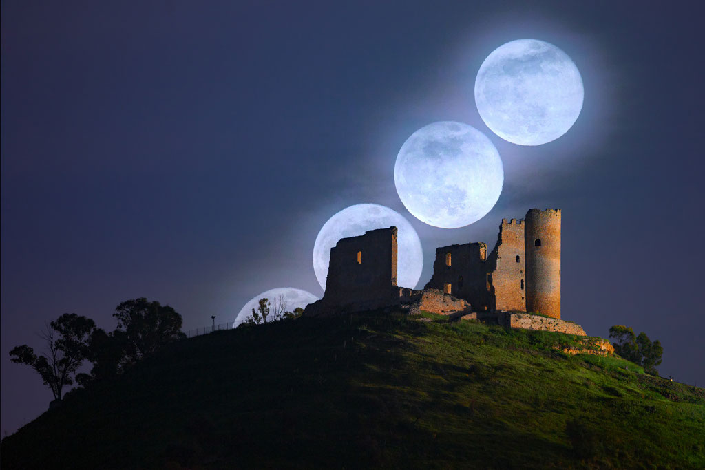2021 Super Moon Trail Over Mazzarino Castle - Dario Giannobile